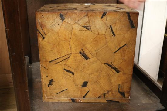 A Japanese parquetry chest/cabinet W.54cm